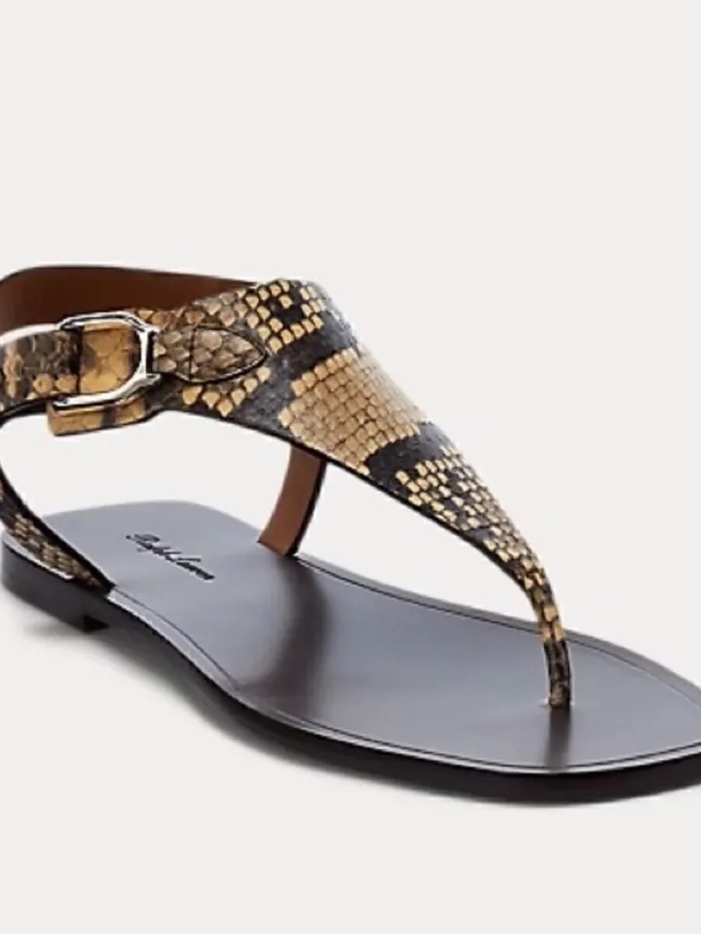 Polo by Ralph Lauren Snake-Print Thong Sandal in Brown and Black